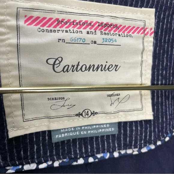 Anthropologie Cartonnier Wool Blend Bell Sleeve Navy Pinstripe Blazer - Picture 9 of 9